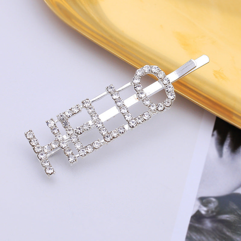 Letra Clip lateral Flequillo Diamante de imitación