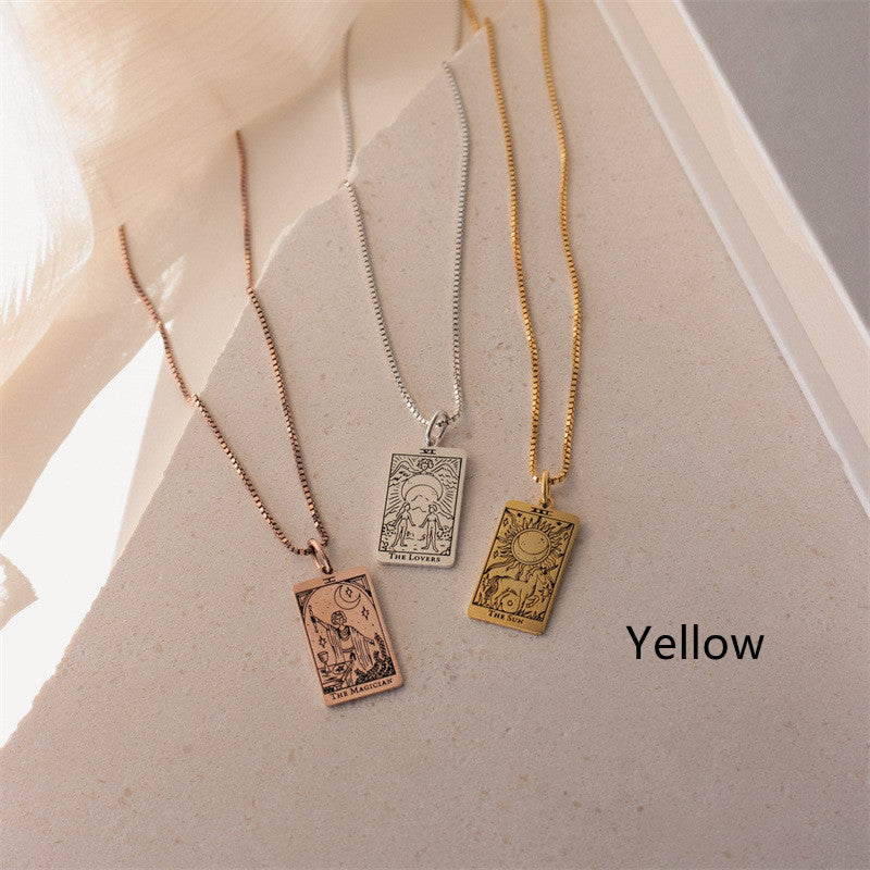 Pendant With Exquisite Square Tarot Pattern Necklace