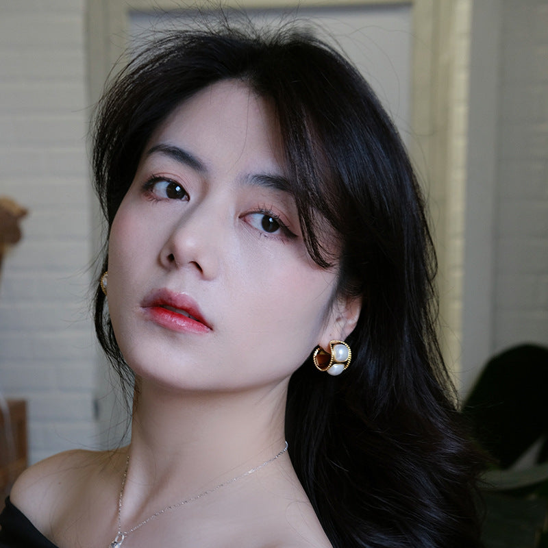 Boucles d'oreilles en forme de C de Style français pour femmes, Design perle