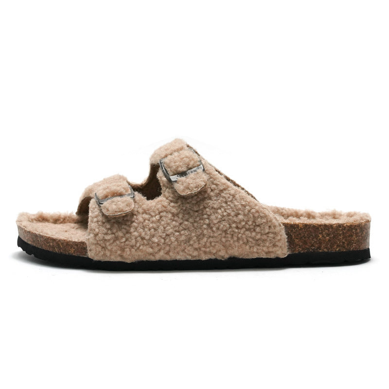 Chaussures de plage décontractées pour femmes, pantoufles chaudes à boucle