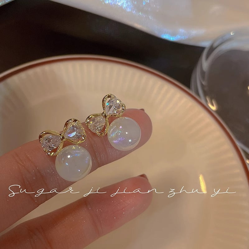 Pendientes de perlas Yuji para hombre, diseño único con aguja de plata de ley, circonita de lujo ligera