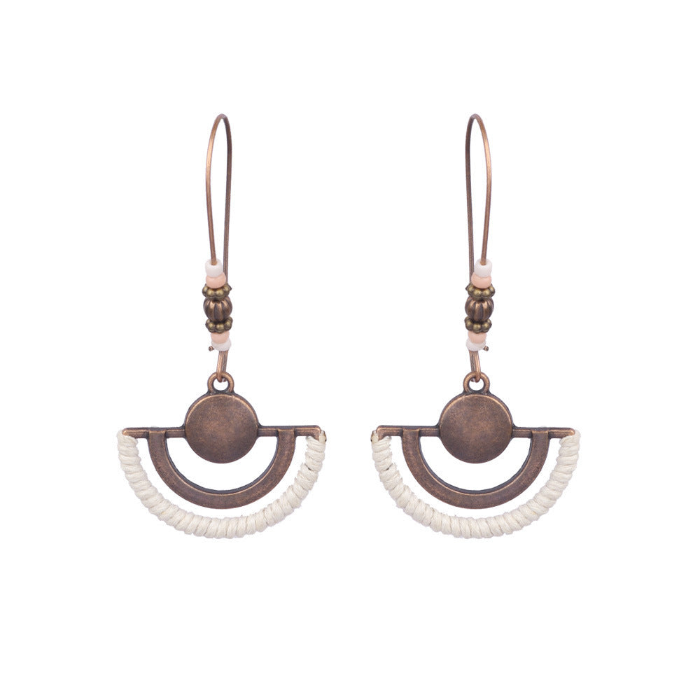 Style gland boucles d'oreilles femme feuille cercle métal cuir boucles d'oreilles