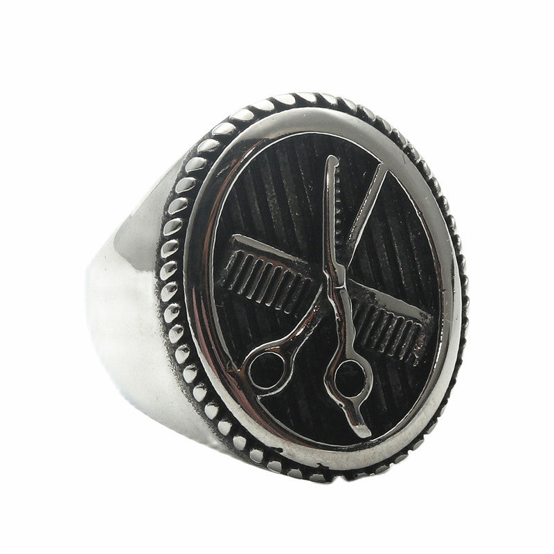 European And American Titanium Steel Scissors Ring Retro Trendy Men Punk
