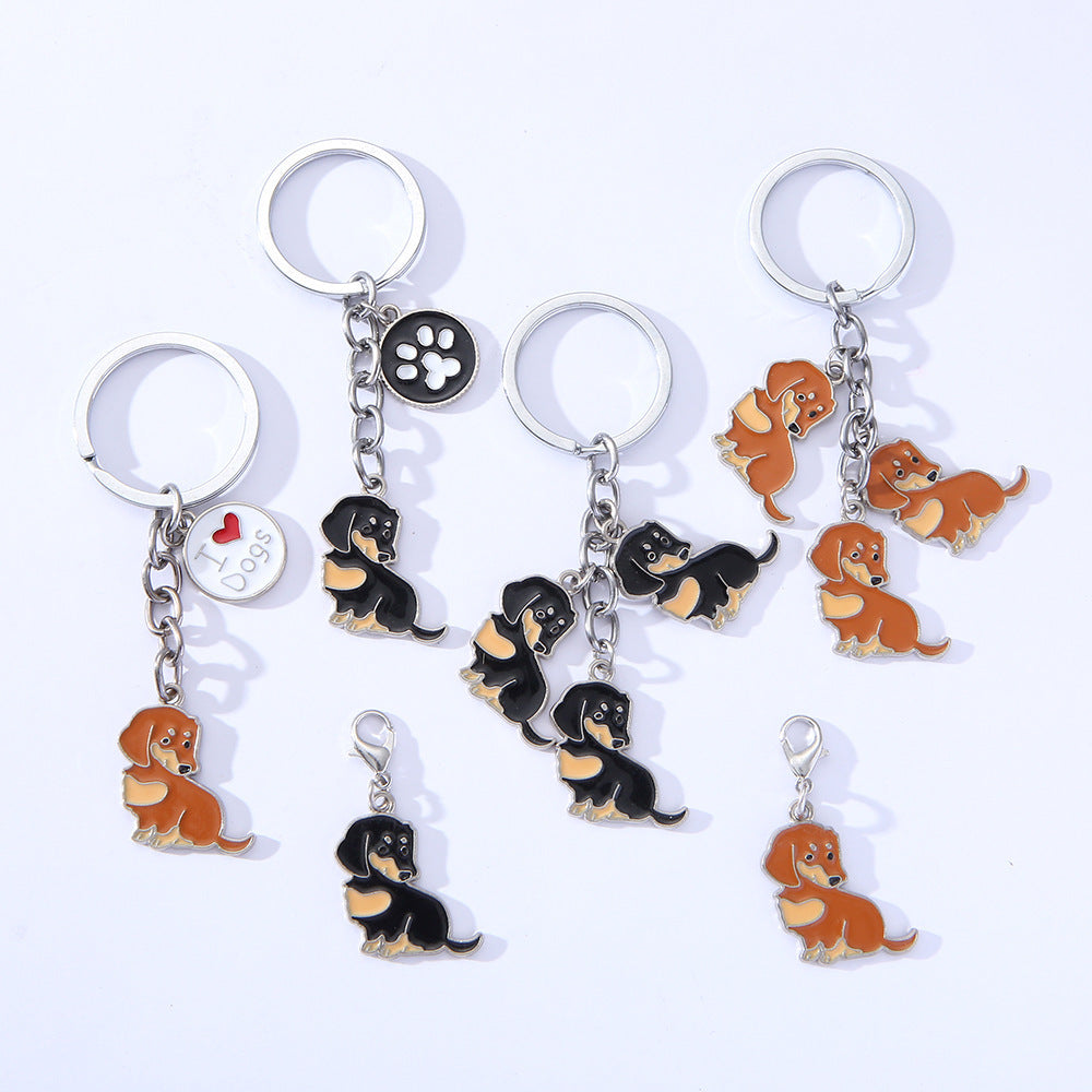Porte-clés en métal ciré pour chien de compagnie de style américain