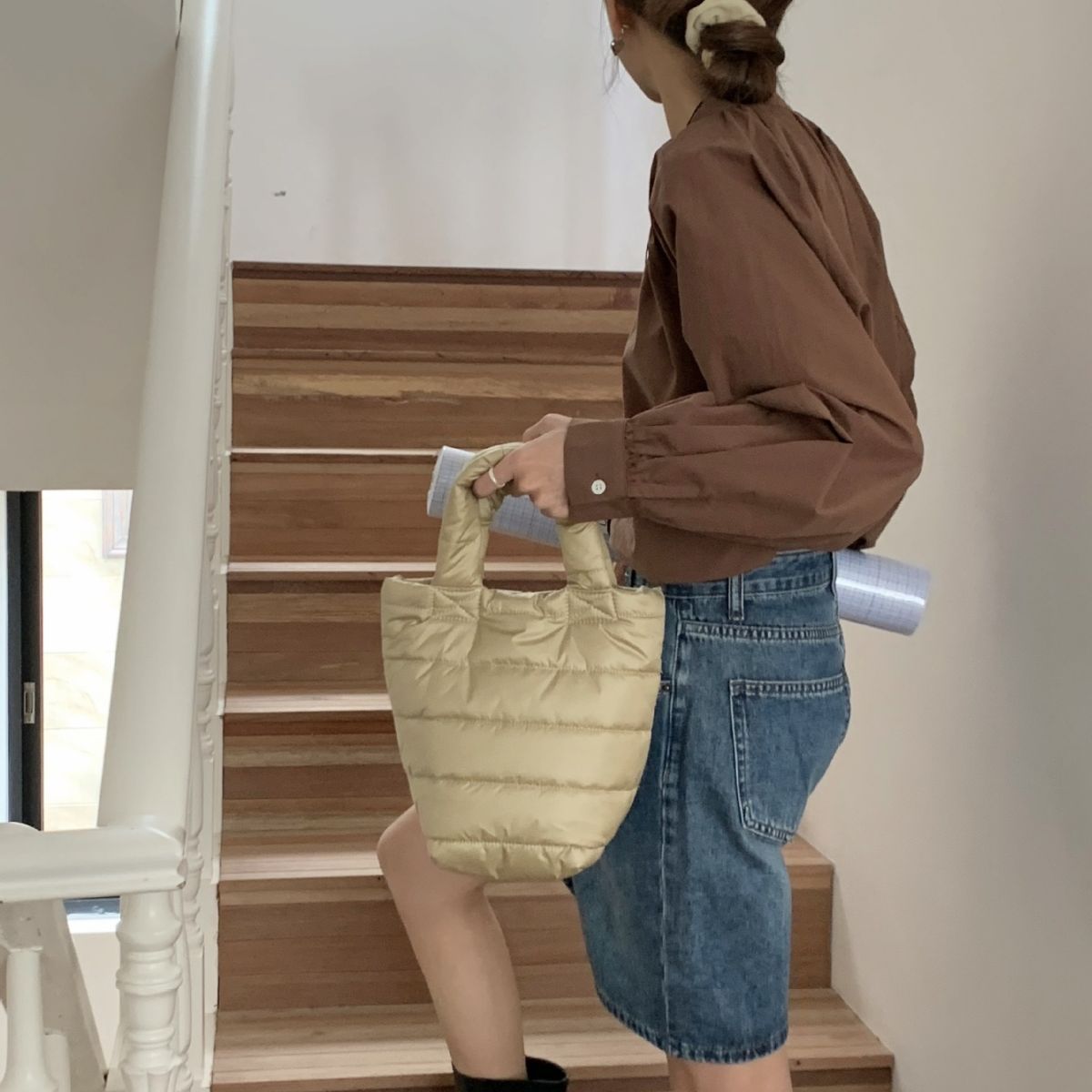 Autumn And Winter Cotton Filling Soft Handbag