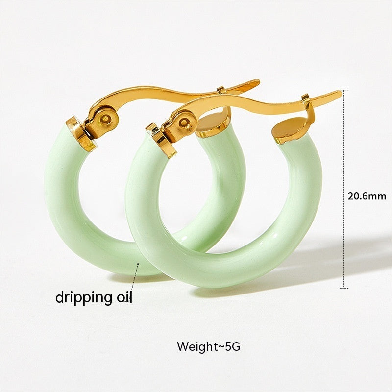 Pendiente Ins Wind Circle Macaron goteando aceite