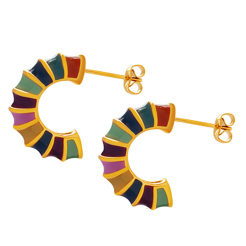 Boucles d'oreilles collier d'huile colorée en forme de U