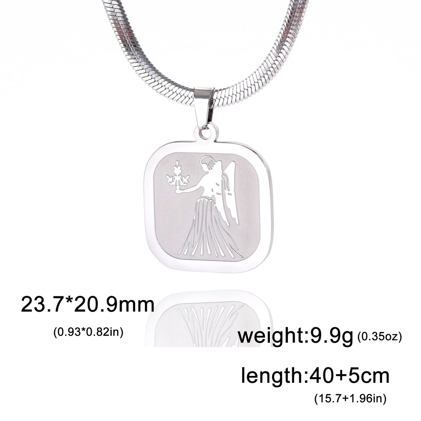 All-match Twelve Constellation Small Square Brand Stainless Steel Necklace