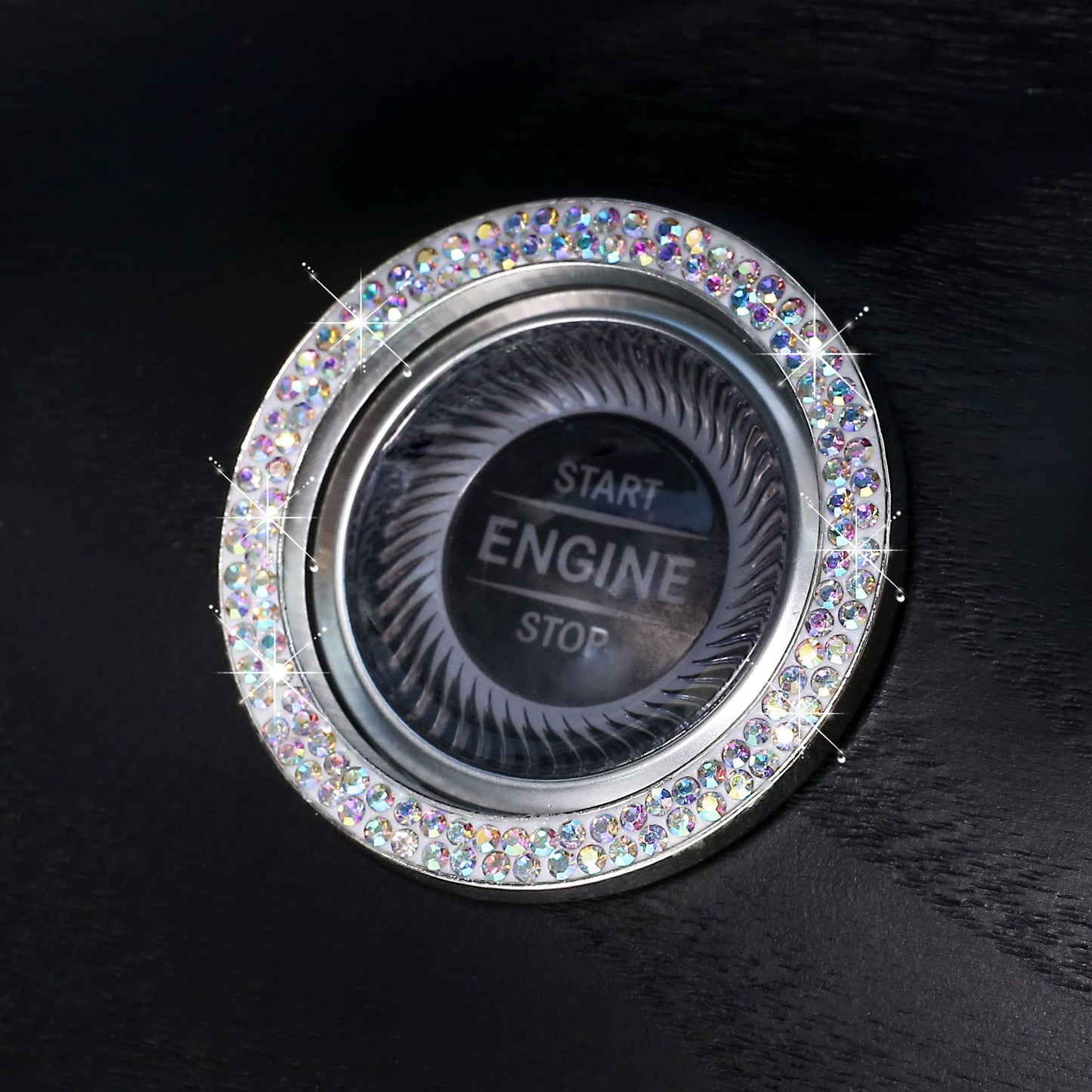 Diamond-encrusted Car One-button Start Decorative Ring  Stickers Women