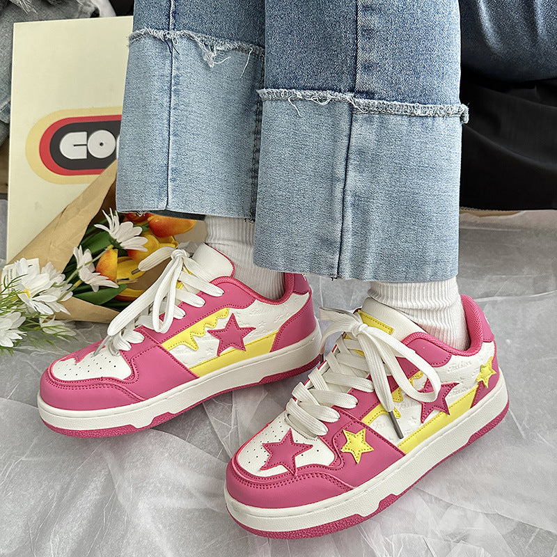 Chaussures de sport légères et tendance, Style hongkongais, couleur contrastée, rétro, étoile à cinq branches, été