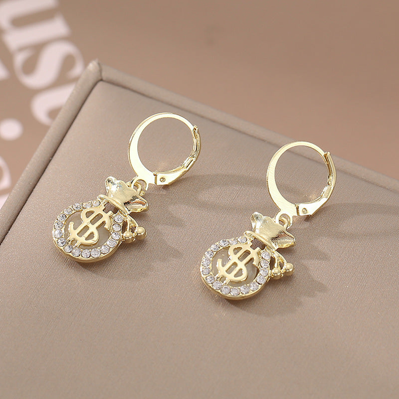 Pendientes de bolso con forma de ojo de gato con diamantes de imitación de moda nacional