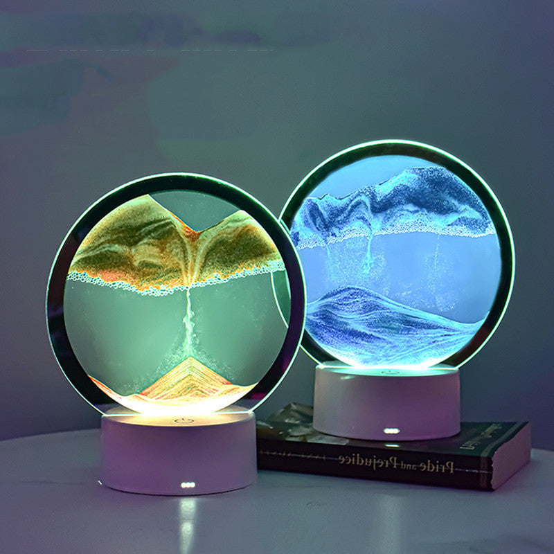 Lámpara de reloj de arena de decoración dinámica de pintura de arena movediza de escritorio