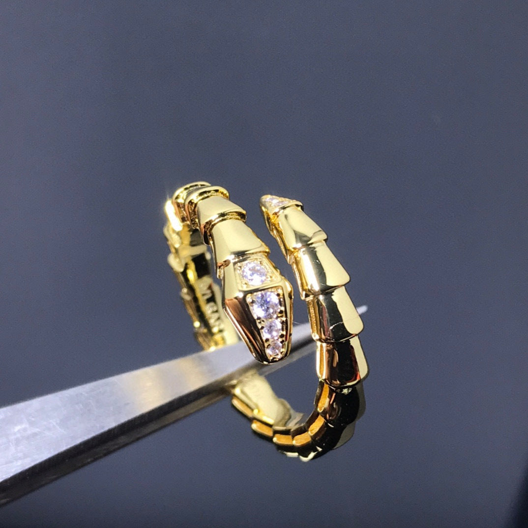Bague créative sertie de diamants serpent pour femme