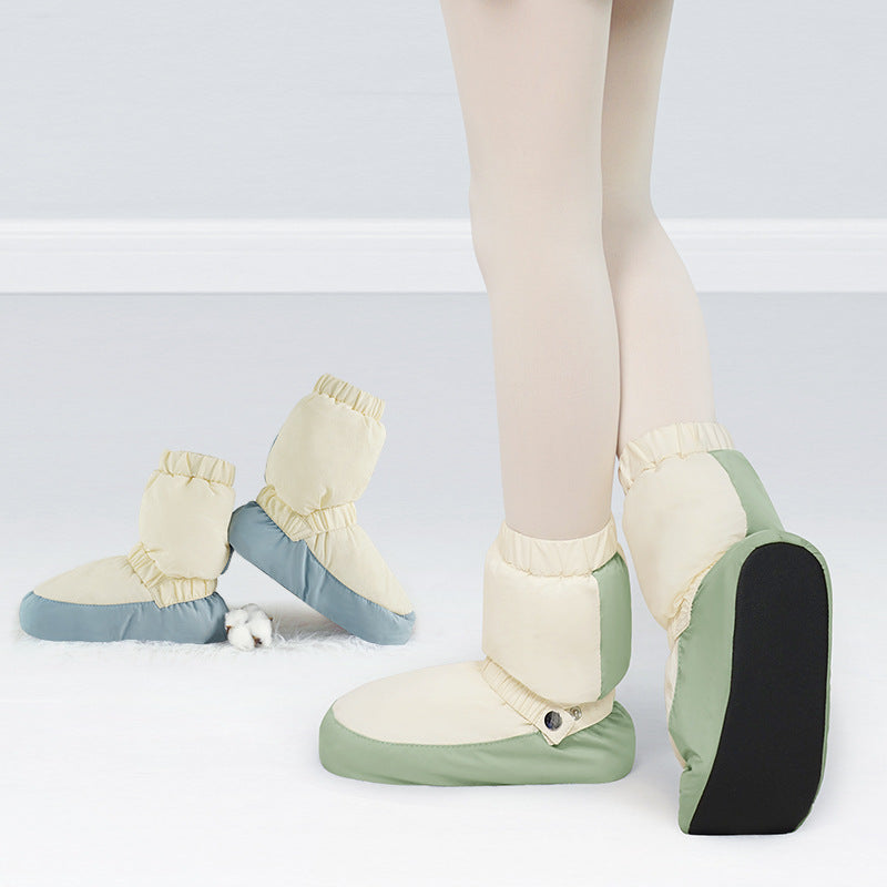 Bottes de neige de danse doublées de polaire pour femmes, chaussures d'entraînement de Ballet à fond souple