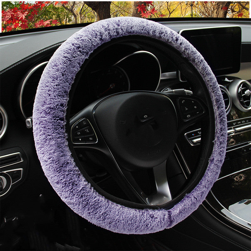 High-density Rex Rabbit Plush Elastic Steering Wheel Cover