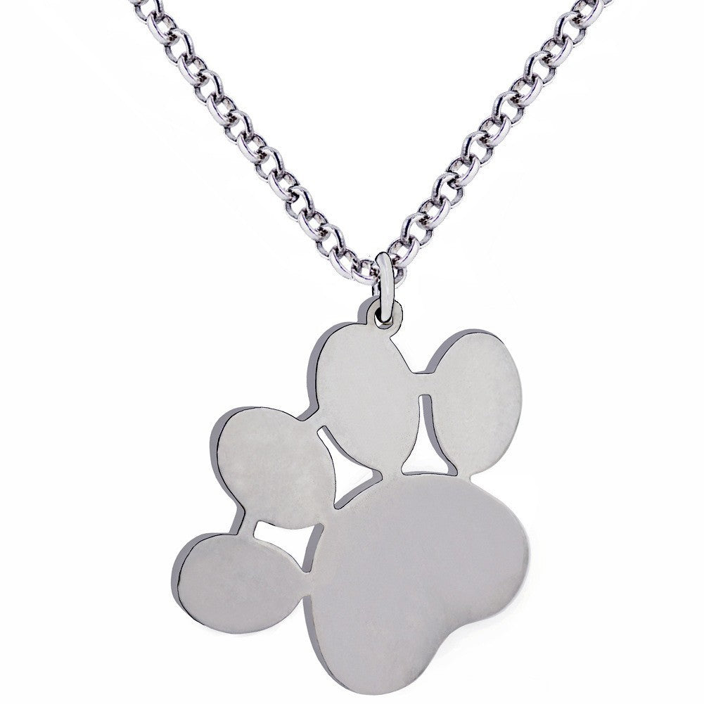 Collier avec lettres gravées en acier inoxydable, patte de chat et patte de chien