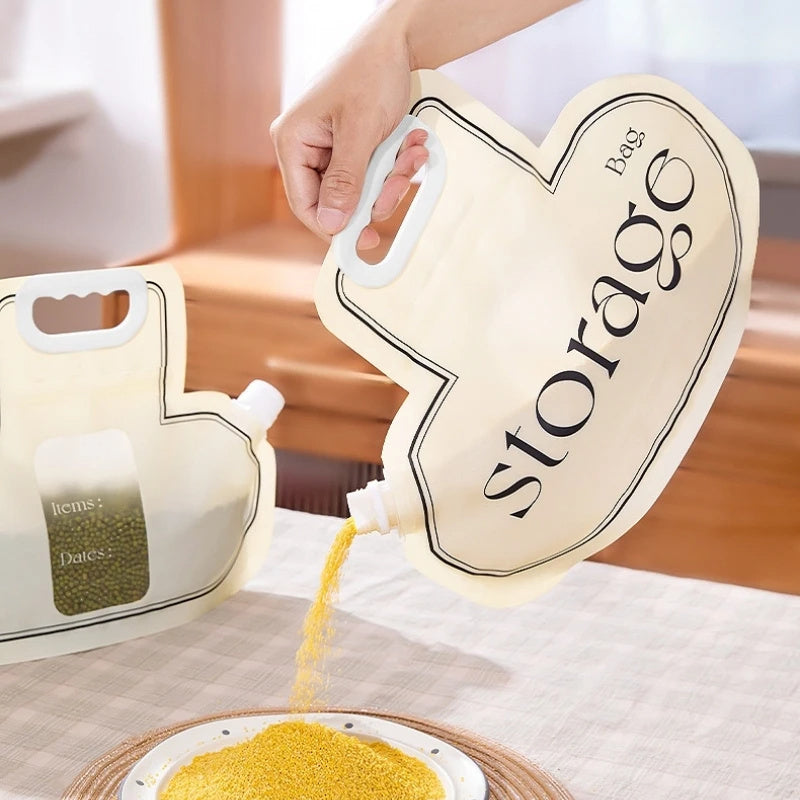 Bolsa de almacenamiento de granos de gran diámetro, buen sellado, ahorra espacio, material de PE de calidad alimentaria, arroz, trigo, frijoles, herramientas de almacenamiento de cocina para el hogar, utensilios de cocina