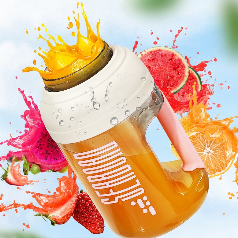 Exprimidor de frutas pequeño, portátil, eléctrico, de gran capacidad, con taza de jugo