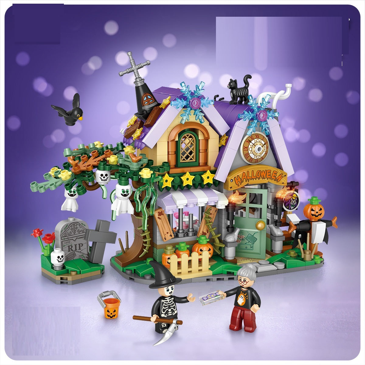 Chariot de décoration joyeux Halloween, briques pour garçons, jouets pour enfants, cadeau d'halloween