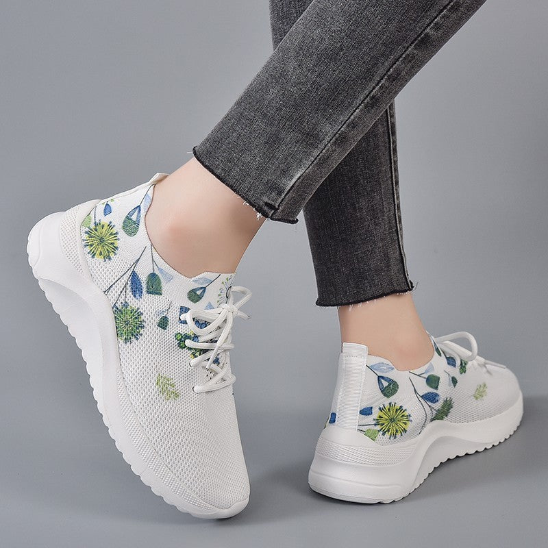 Nouveau Mouche tissé maille mode Muffin bas chaussures décontractées compensées femmes