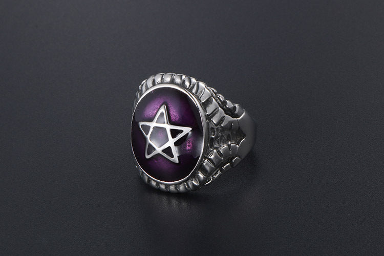 Anillo de estrella hexagonal punk de moda para hombres y mujeres