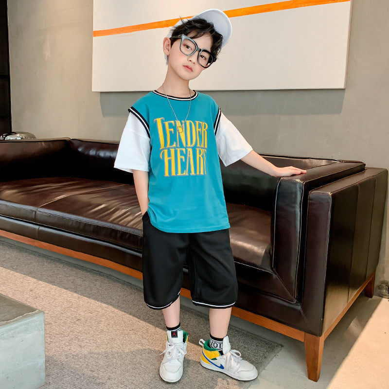 Costume d'été à manches courtes pour garçons, vêtements pour enfants