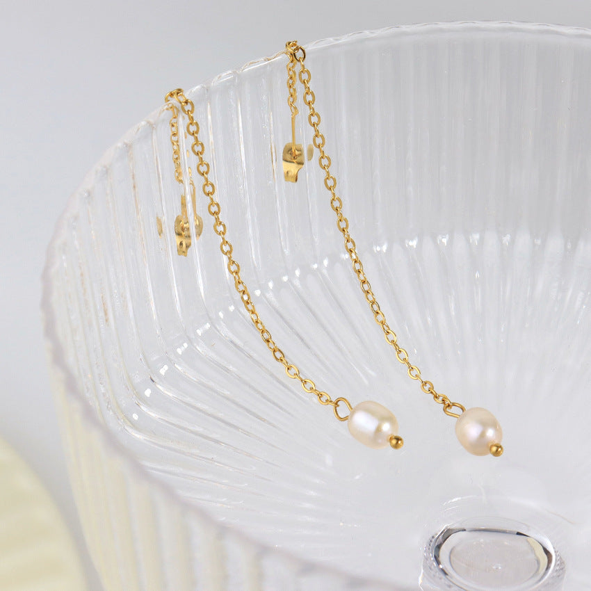 Pendientes de cadena de perlas barrocas naturales, clásicos, avanzados, de lujo, ligeros y de alta calidad