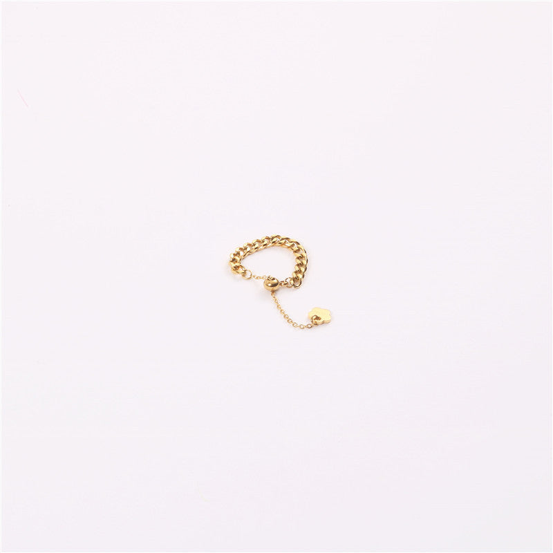 Bague à chaîne épaisse Simple européenne et américaine pour femme, influenceur en ligne, mode tempérament, traction réglable