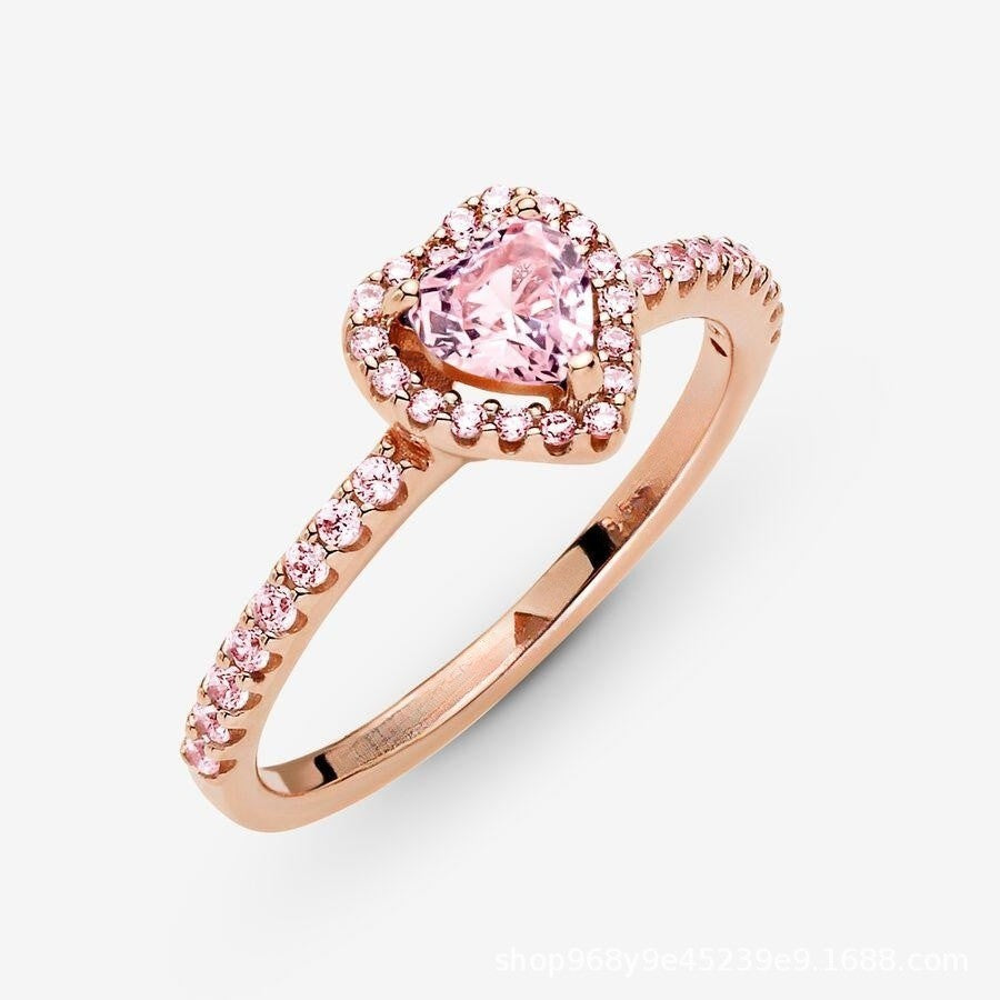 Bague coeur rouge en argent sterling rubis