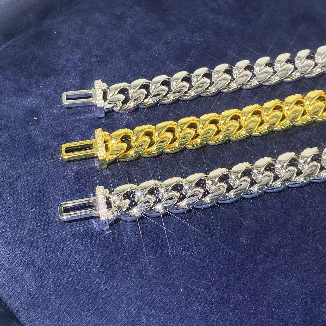 Collier Hip Hop incrusté d'acier inoxydable de 8mm, boucle Vvs Moissanite