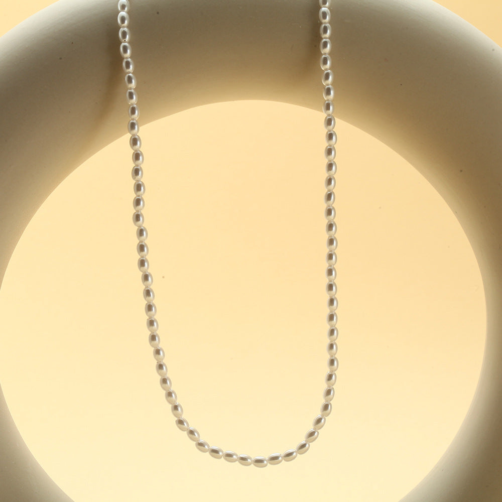 Niche Ins Style Oval Shell Pearl And Pearl Necklace Simple All-match Clavicle Chain
