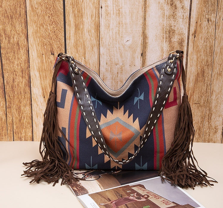 Sac rétro en coton et lin pour femmes, Portable