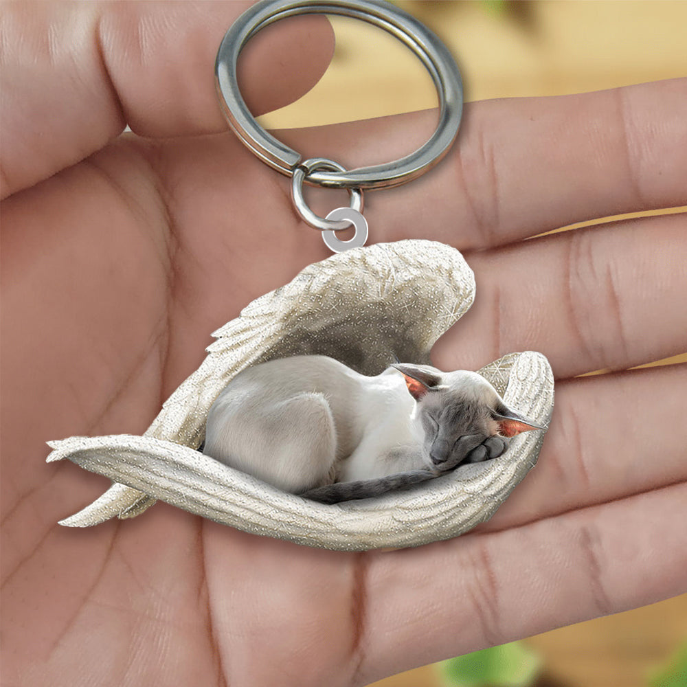 New Unique Dogs And Cats Sleeping Angel Pendant Car Key Ring