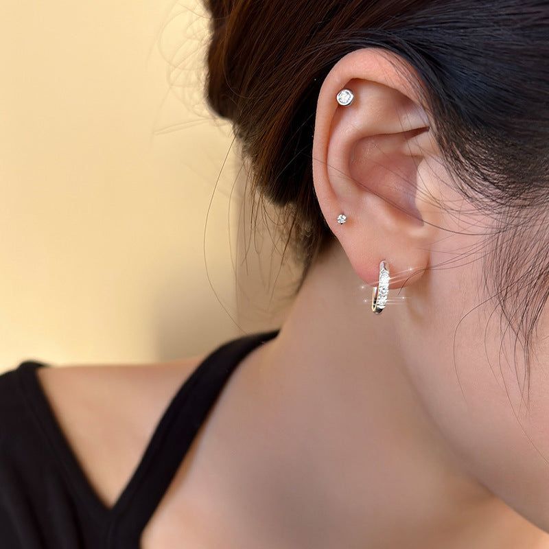 Clip d'oreille géométrique en strass et Zircon pour femmes, Simple