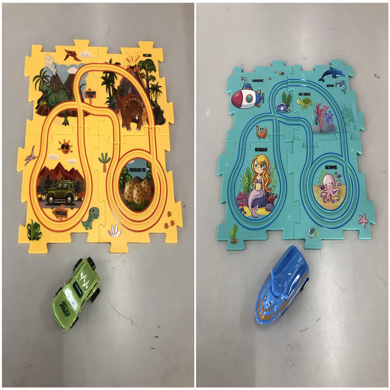 Puzzle pour enfants, vitesse de chemin de fer électrique, assemblage de voiture électrique automatique, scène de ville, Construction, jouet éducatif, cadeau
