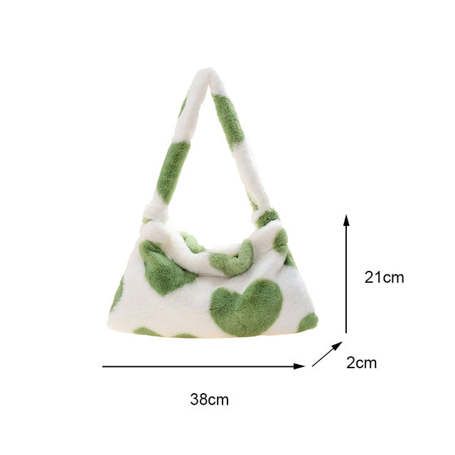 Sac à main portable en peluche pour femme