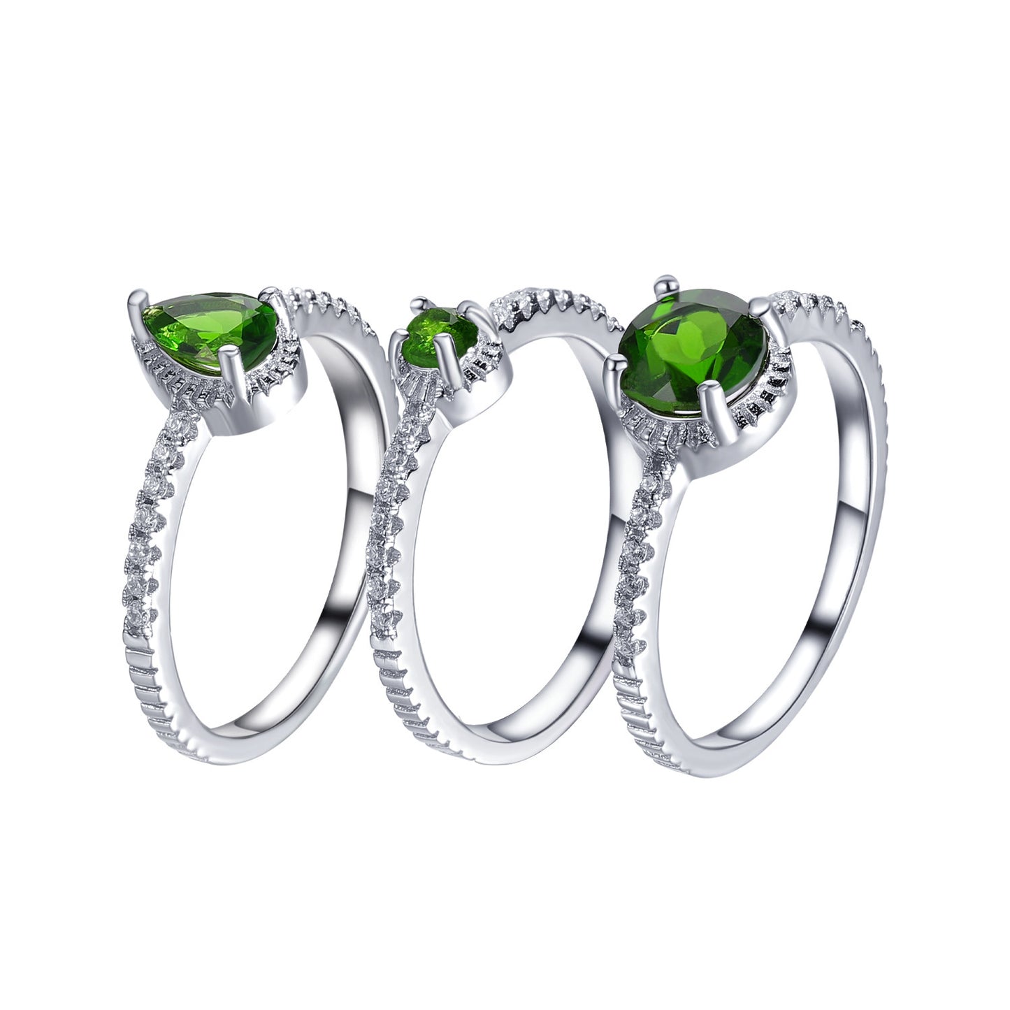 Ensembles d'anneaux simples et naturels avec topaze diopside
