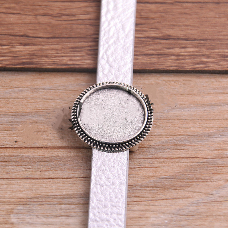 Simple Fashion Bracelet PU Leather Alloy Base Support Buckle 18mm DIY Bracelet