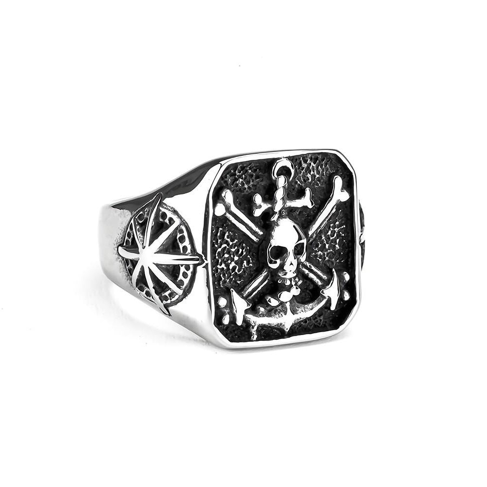 Men's Ring Pirate Eight Awn Star Vintage Stainless Steel