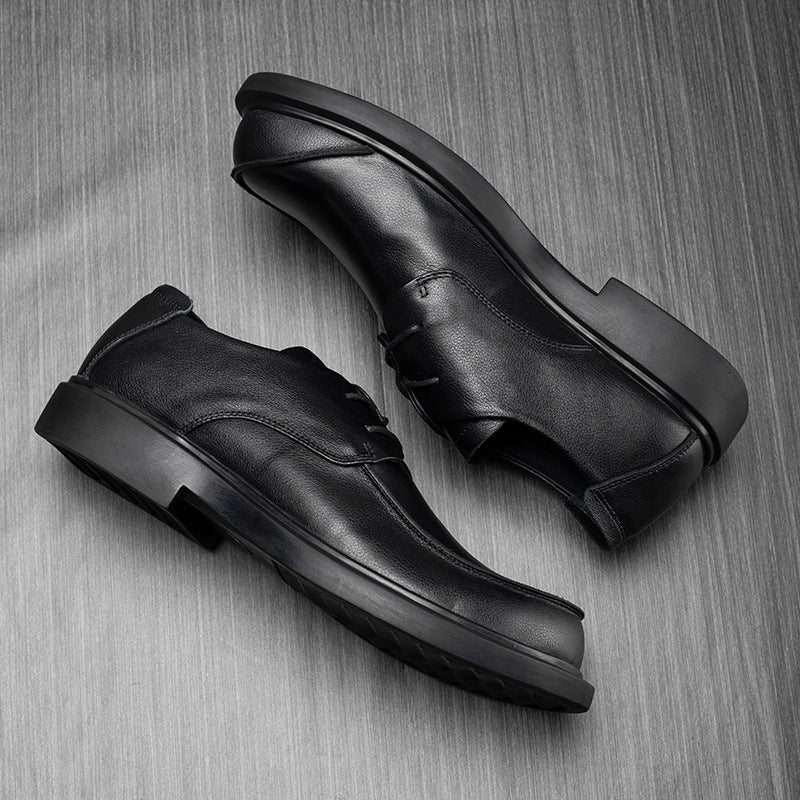 Zapatos de cuero con cordones de cabeza grande Zapatos de cuero casuales de estilo británico de cuero suave