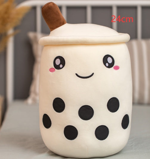 Peluche de boisson aux fruits, mignonne, douce, fraise, lait, thé, tasse de thé Boba, jouet bulle de thé, oreiller, coussin, cadeau pour enfants
