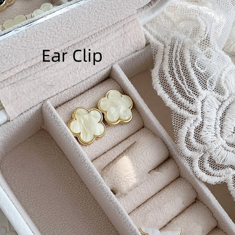 Boucles d'oreilles à tige en argent 925, aiguille porte-bonheur, fleur d'herbe de Parthenocissus