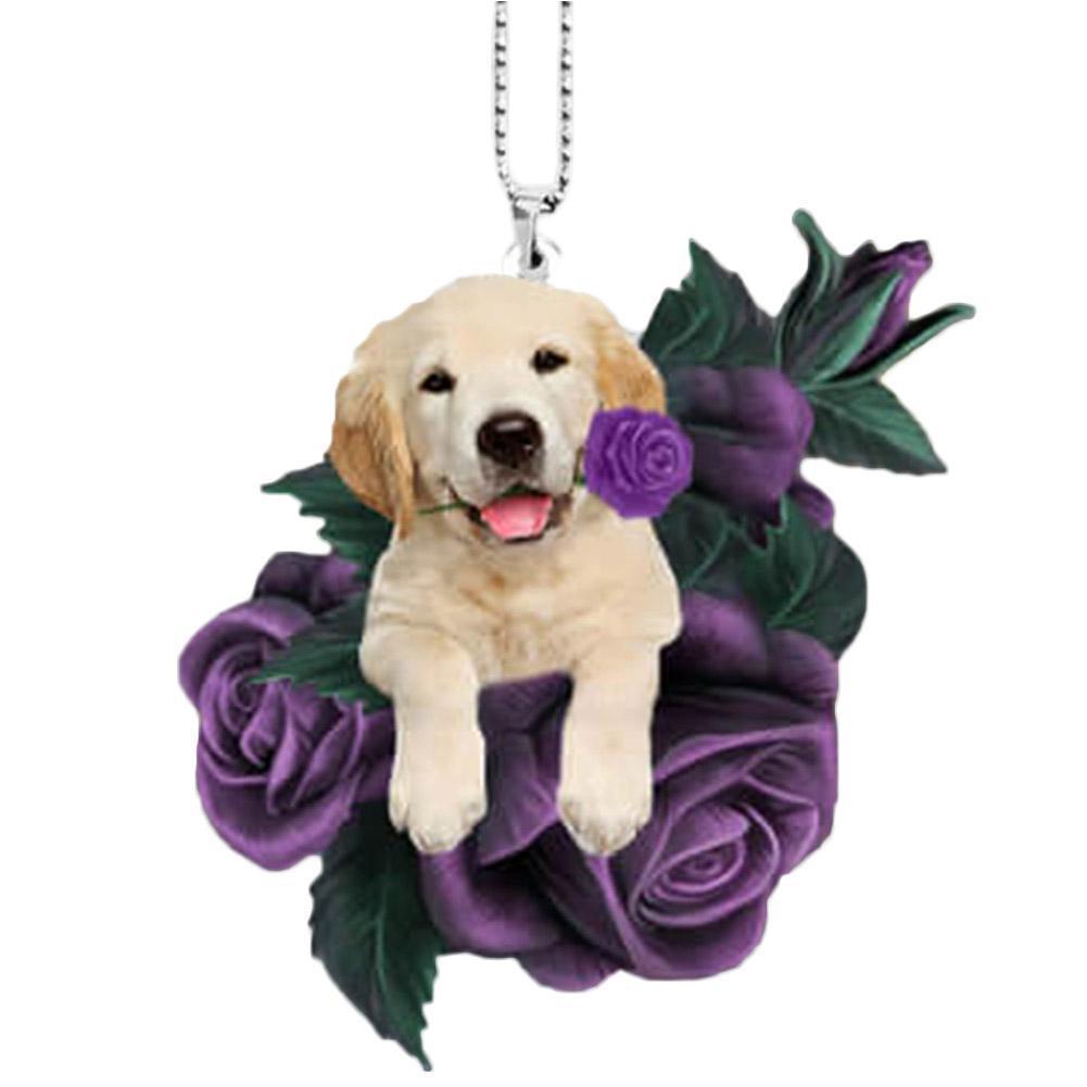 Colgante plano de acrílico con perro rosa