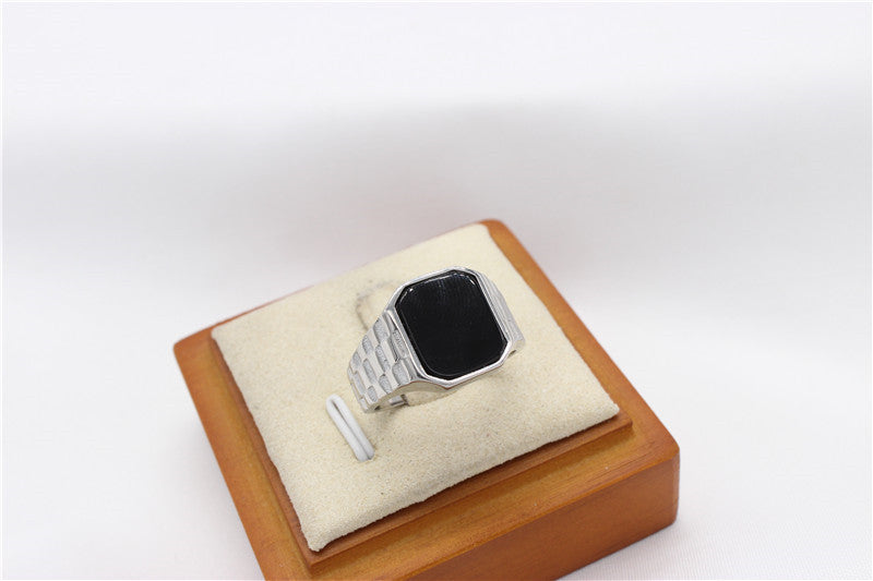 Fashion Simple Men's Gem Titanium Steel Ring