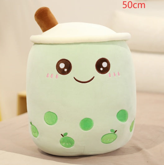 Peluche de boisson aux fruits, mignonne, douce, fraise, lait, thé, tasse de thé Boba, jouet bulle de thé, oreiller, coussin, cadeau pour enfants