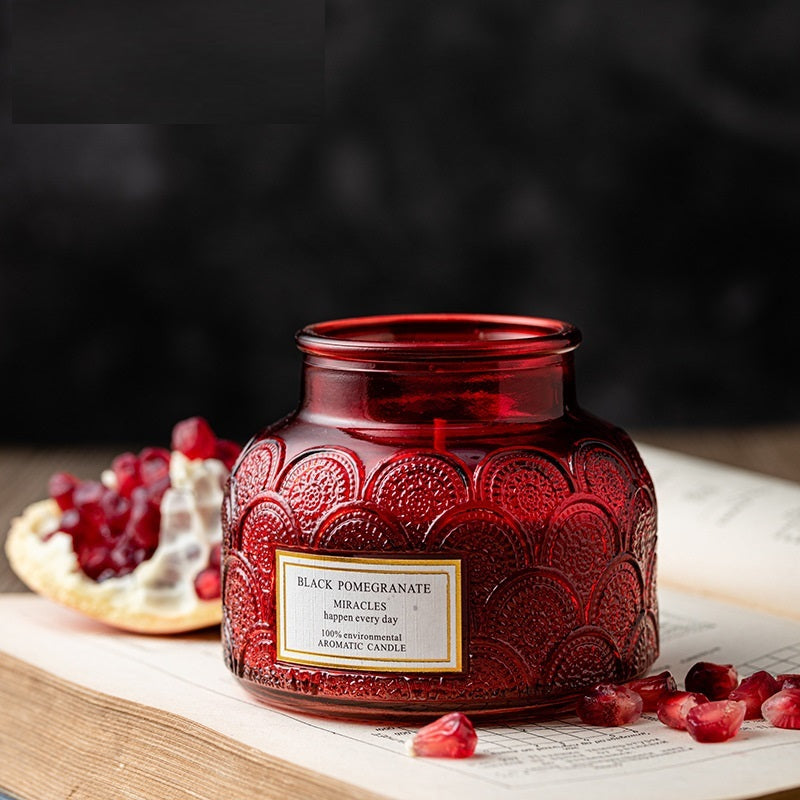 Bougie d'huile essentielle de sommeil d'intérieur sans fumée en acier inoxydable en verre de secours de tambour latéral avec couvercle bougie d'aromathérapie de chambre à coucher