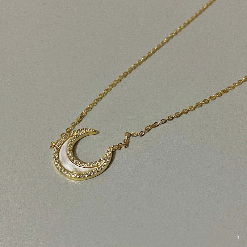 Whole Body 925 Silver Moon Necklace French Entry Lux