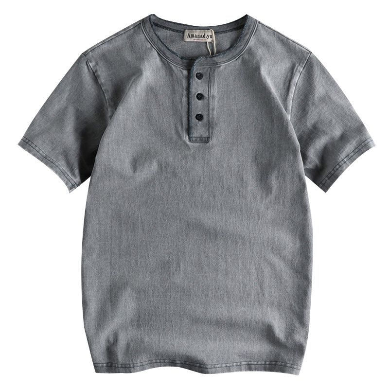 Men's Retro All Cotton Short Sleeve T-shirt