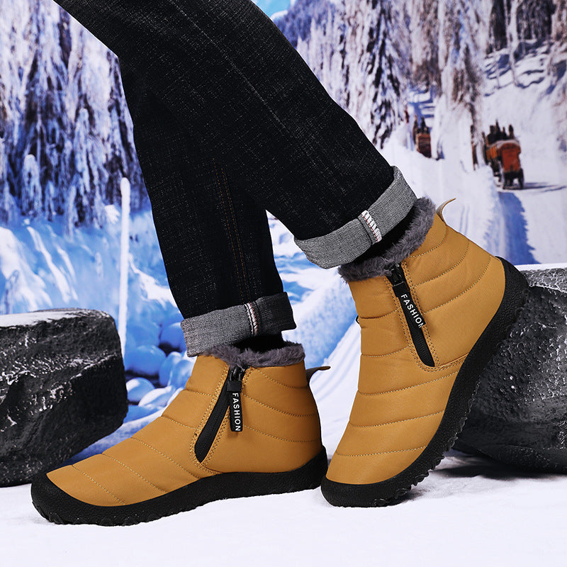 Zapatos de algodón térmico para exteriores, zapatos de invierno con forro polar y cremallera para hombre