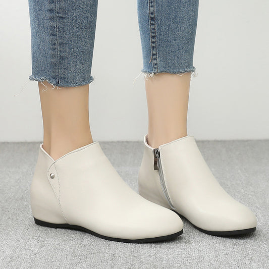 Chaussures plates en cuir véritable à bouche profonde pour femmes